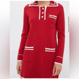 Tuckernuck Red Long Sleeve Collared Dress